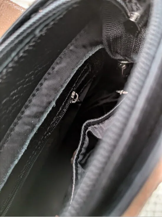 Genuine Leather Sand Structured Satchel Bag Top Handle Crossbody - Picture 13 of 13